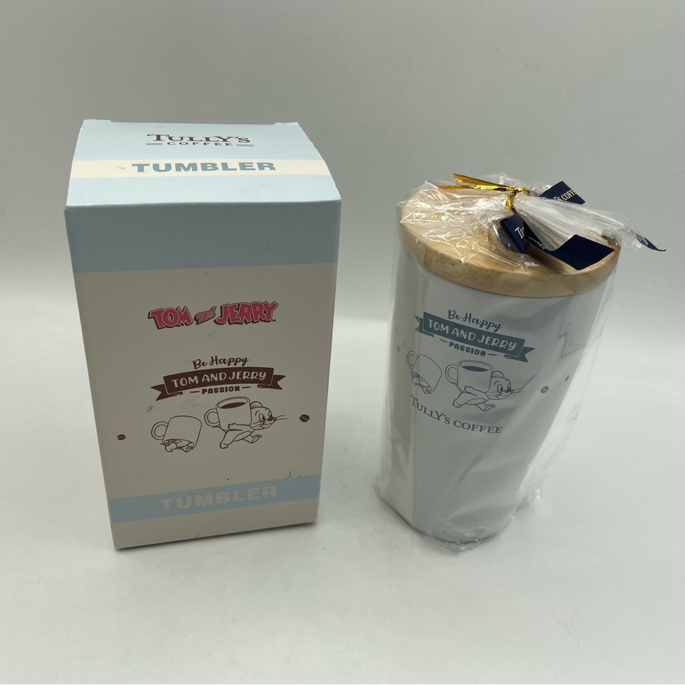 Tully's Coffee Tom And Jerry Stainless Tumbler With Wooden Lid WB Collaboration